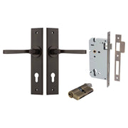 Annecy Lever Chamfered Backplate Entrance Kit w High Security Lock Signature Brass