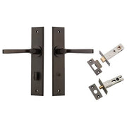 Annecy Lever Chamfered Backplate Privacy Kit w Privacy Turn Signature Brass