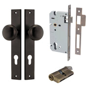 Cambridge Knob Rectangular Backplate Entrance Kit w High Security Lock Signature Brass