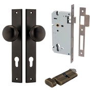 Cambridge Knob Rectangular Backplate Entrance Kit w High Security Lock Signature Brass