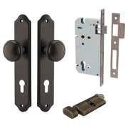 Paddington Knob Shouldered Backplate Entrance Kit w High Security Lock Signature Brass