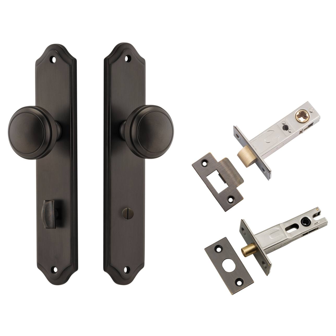 Paddington Knob Shouldered Backplate Privacy Kit w Privacy Turn Signature Brass