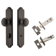Cambridge Knob Shouldered Backplate Privacy Kit w Privacy Turn Signature Brass