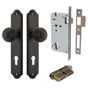Guildford Knob Shouldered Backplate Entrance Kit w High Security Lock Signature Brass
