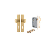 Paddington Knob Chamfered Backplate Entrance Kit w High Security Lock Brushed Brass