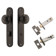 Paddington Knob Oval Backplate Privacy Kit w Privacy Turn Signature Brass