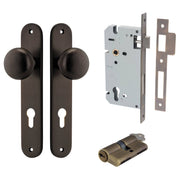 Cambridge Knob Oval Backplate Entrance Kit w High Security Lock Signature Brass