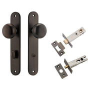 Cambridge Knob Oval Backplate Privacy Kit w Privacy Turn Signature Brass