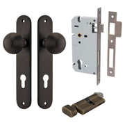 Guildford Knob Oval Backplate Entrance Kit w High Security Lock Signature Brass