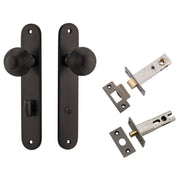 Guildford Knob Oval Backplate Privacy Kit w Privacy Turn Signature Brass