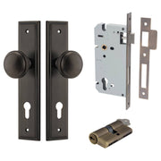 Paddington Knob Stepped Backplate Entrance Kit w High Security Lock Signature Brass