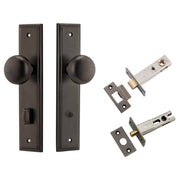 Cambridge Knob Stepped Backplate Privacy Kit with Privacy Turn Signature Brass