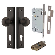 Guildford Knob Stepped Backplate Entrance Kit w High Security Lock Signature Brass