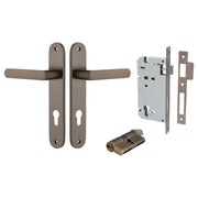 Osaka Lever Oval Backplate Entrance Kit w High Security Lock Signature Brass