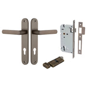 Osaka Lever Oval Backplate Entrance Kit w High Security Lock Signature Brass