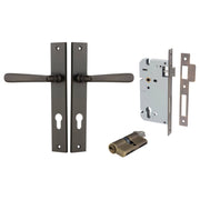 Copenhagen Lever Rectangular Backplate Entrance Kit w High Security Lock Signature Brass