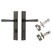 Copenhagen Lever Rectangular Backplate Privacy Kit w Privacy Turn Signature Brass