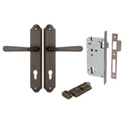 Copenhagen Lever Shouldered Backplate Entrance Kit w High Security Lock Signature Brass