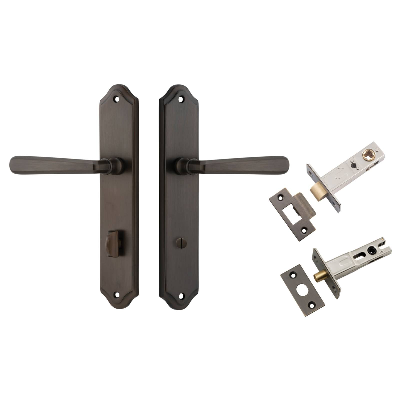 Copenhagen Lever Shouldered Backplate Privacy Kit w Privacy Turn Signature Brass