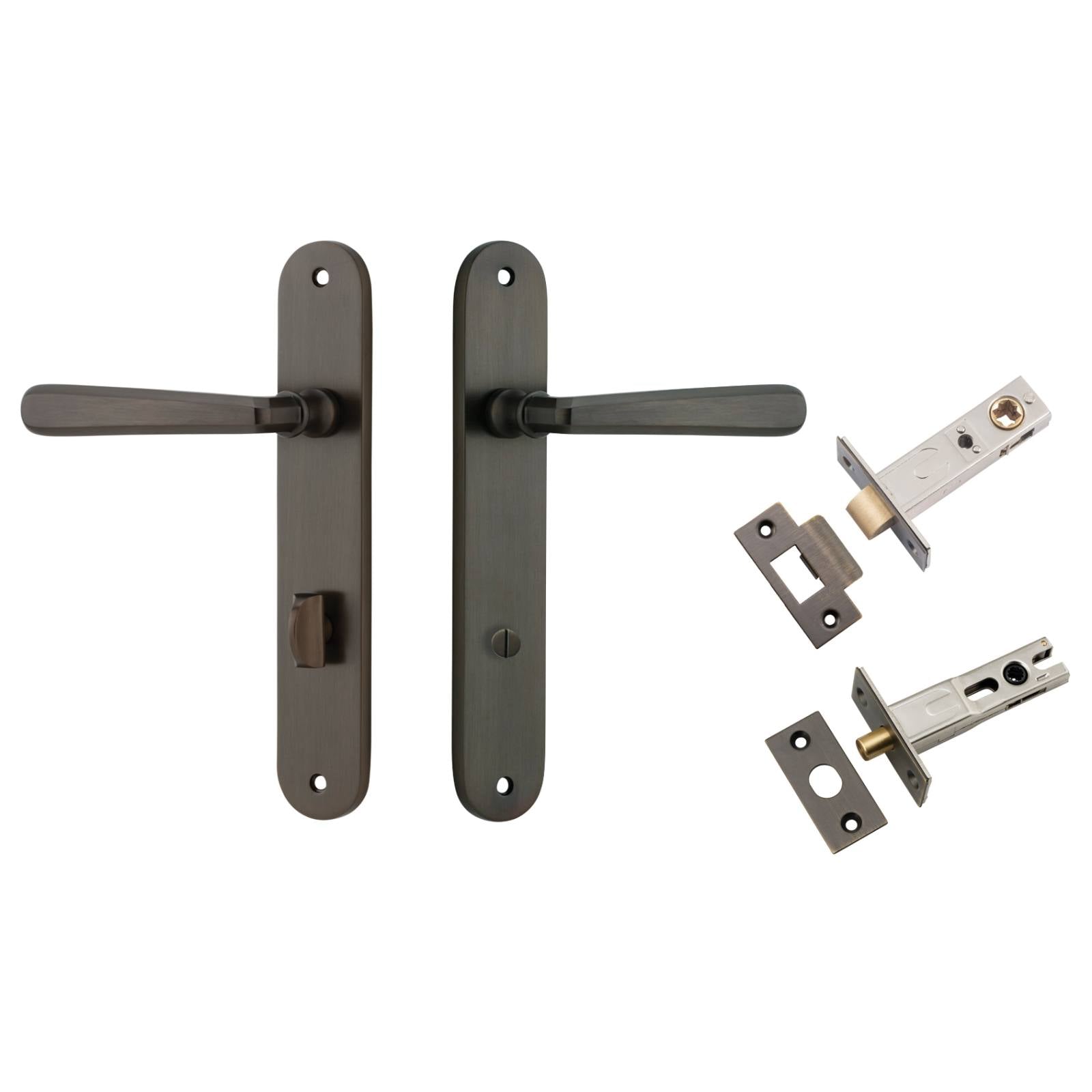 Copenhagen Lever Oval Backplate Privacy Kit w Privacy Turn Signature Brass