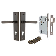 Copenhagen Lever Stepped Backplate Entrance Kit w High Security Lock Signature Brass
