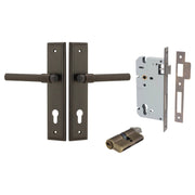 Helsinki Lever Stepped Backplate Entrance Kit w High Security Lock Signature Brass