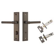 Helsinki Lever Stepped Backplate Privacy Kit w Privacy Turn Signature Brass