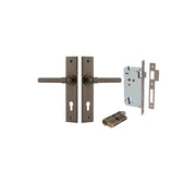 Helsinki Lever Chamfered Backplate Entrance Kit w High Security Lock Signature Brass