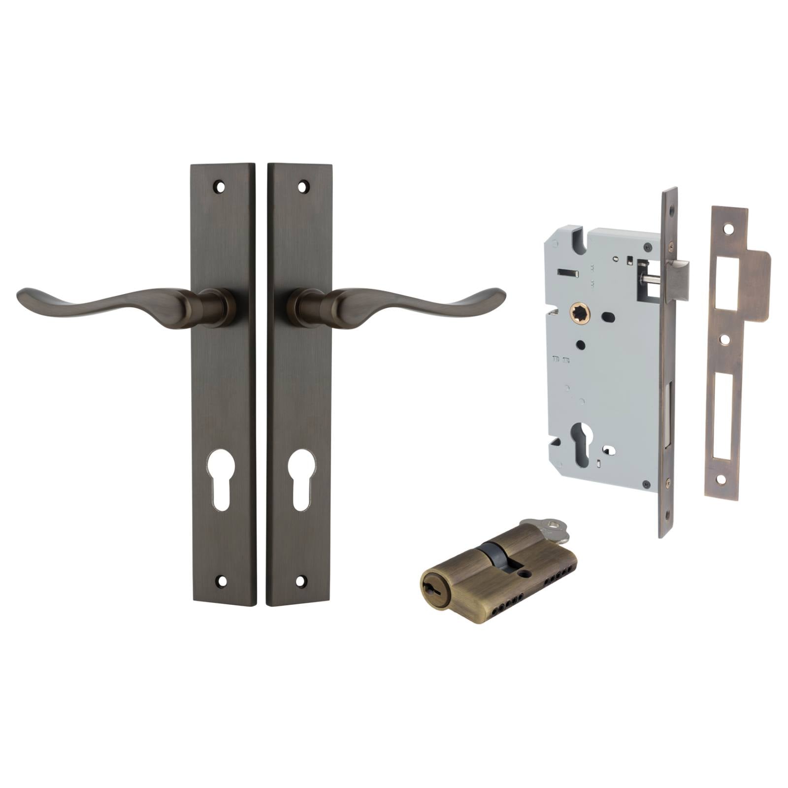 Stirling Lever Rectangular Backplate Entrance Kit with High Security Lock Signature Brass