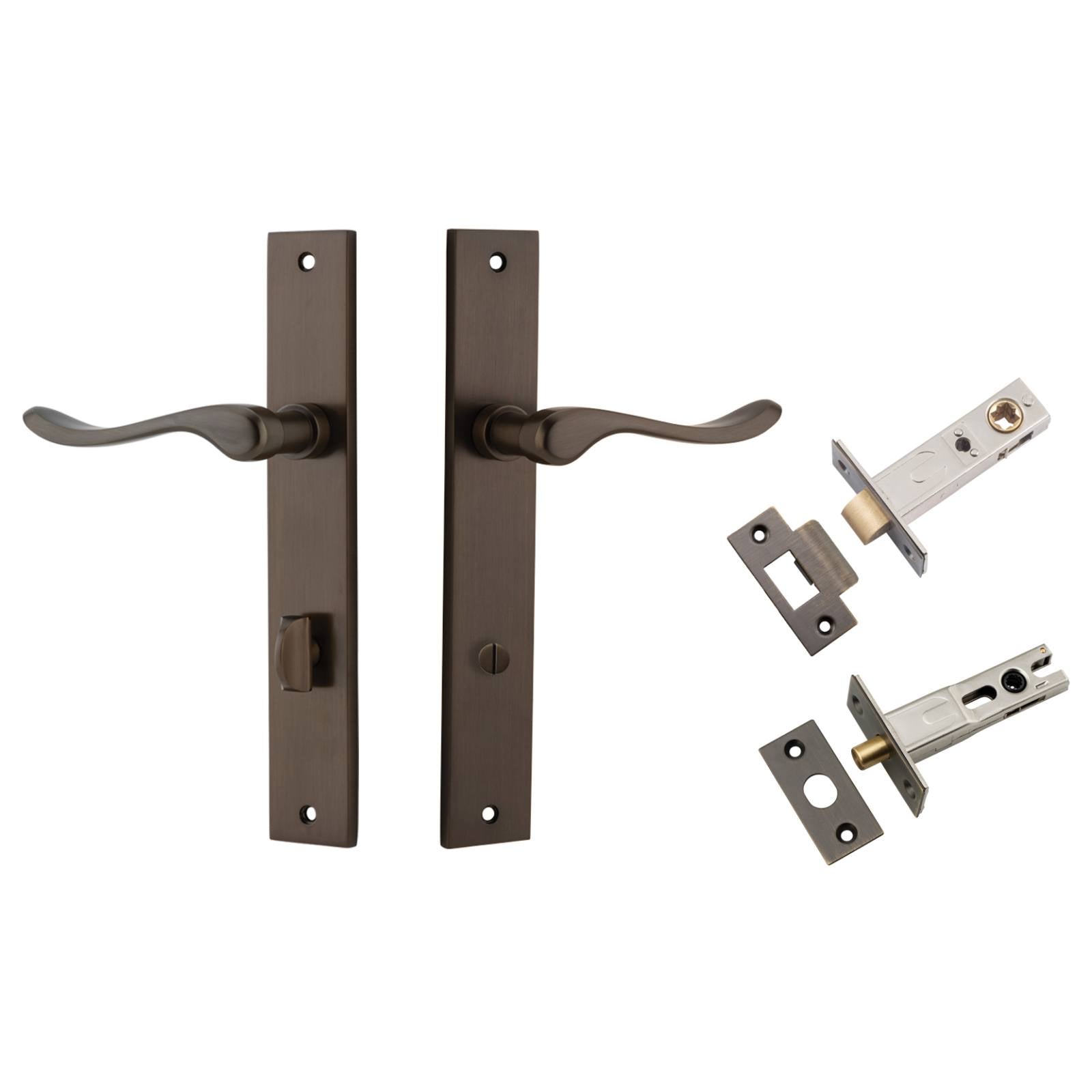 Stirling Lever Rectangular Backplate Privacy Kit w Privacy Turn Signature Brass