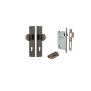 Cambridge Knob Chamfered Backplate Entrance Kit w High Security Lock Signature Brass