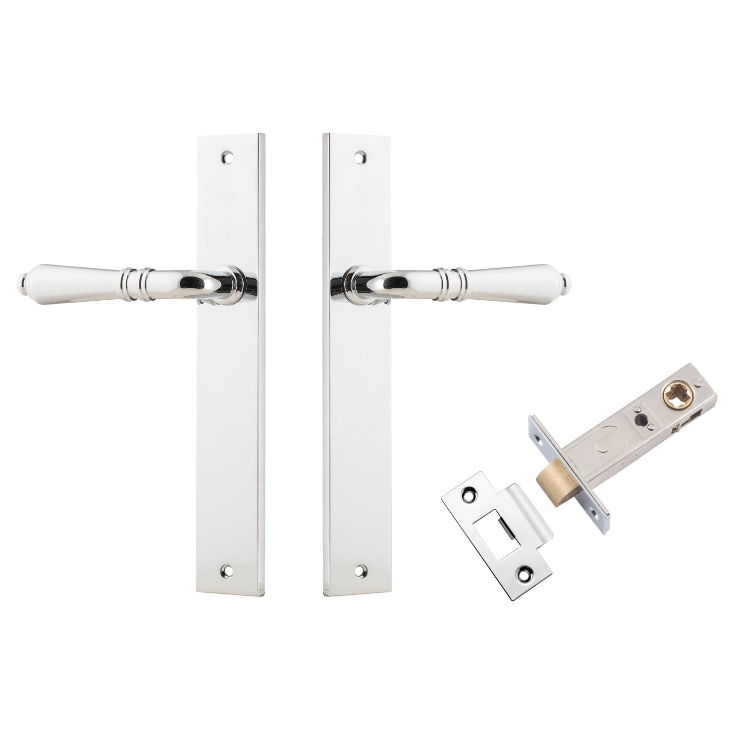 Sarlat Lever Rectangular Backplate Passage Kit Polished Chrome