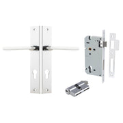 Baltimore Lever Rectangular Backplate Entrance Kit w High Security Lock Polished Chrome