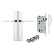 Baltimore Lever Rectangular Backplate Entrance Kit w High Security Lock Polished Chrome