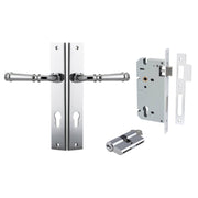 Verona Lever Rectangular Backplate Entrance Kit w High Security Lock Polished Chrome