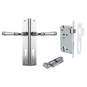Verona Lever Rectangular Backplate Entrance Kit w High Security Lock Polished Chrome