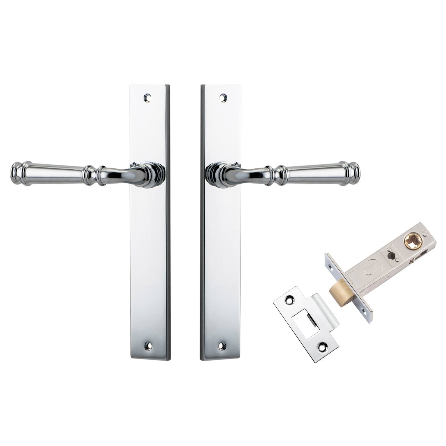 Verona Lever Rectangular Backplate Passage Kit Polished Chrome