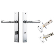 Verona Lever Rectangular Backplate Privacy Kit w Privacy Turn Polished Chrome