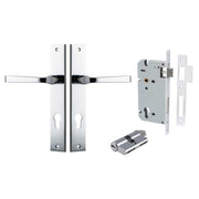 Annecy Lever Rectangular Backplate Entrance Kit w High Security Lock Polished Chrome