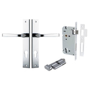 Annecy Lever Rectangular Backplate Entrance Kit w High Security Lock Polished Chrome