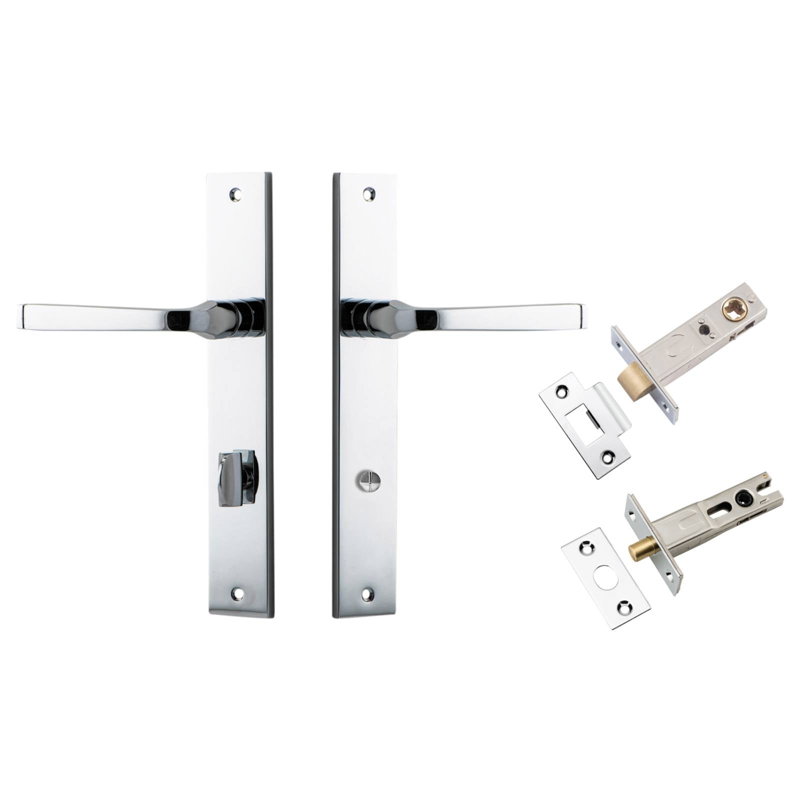 Annecy Lever Rectangular Backplate Privacy Kit w Privacy Turn Polished Chrome