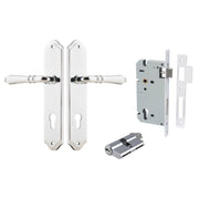 Sarlat Lever Shouldered Backplate Entrance Kit w High Security Lock Polished Chrome