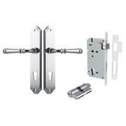 Verona Lever Shouldered Backplate Entrance Kit w High Security Lock Polished Chrome