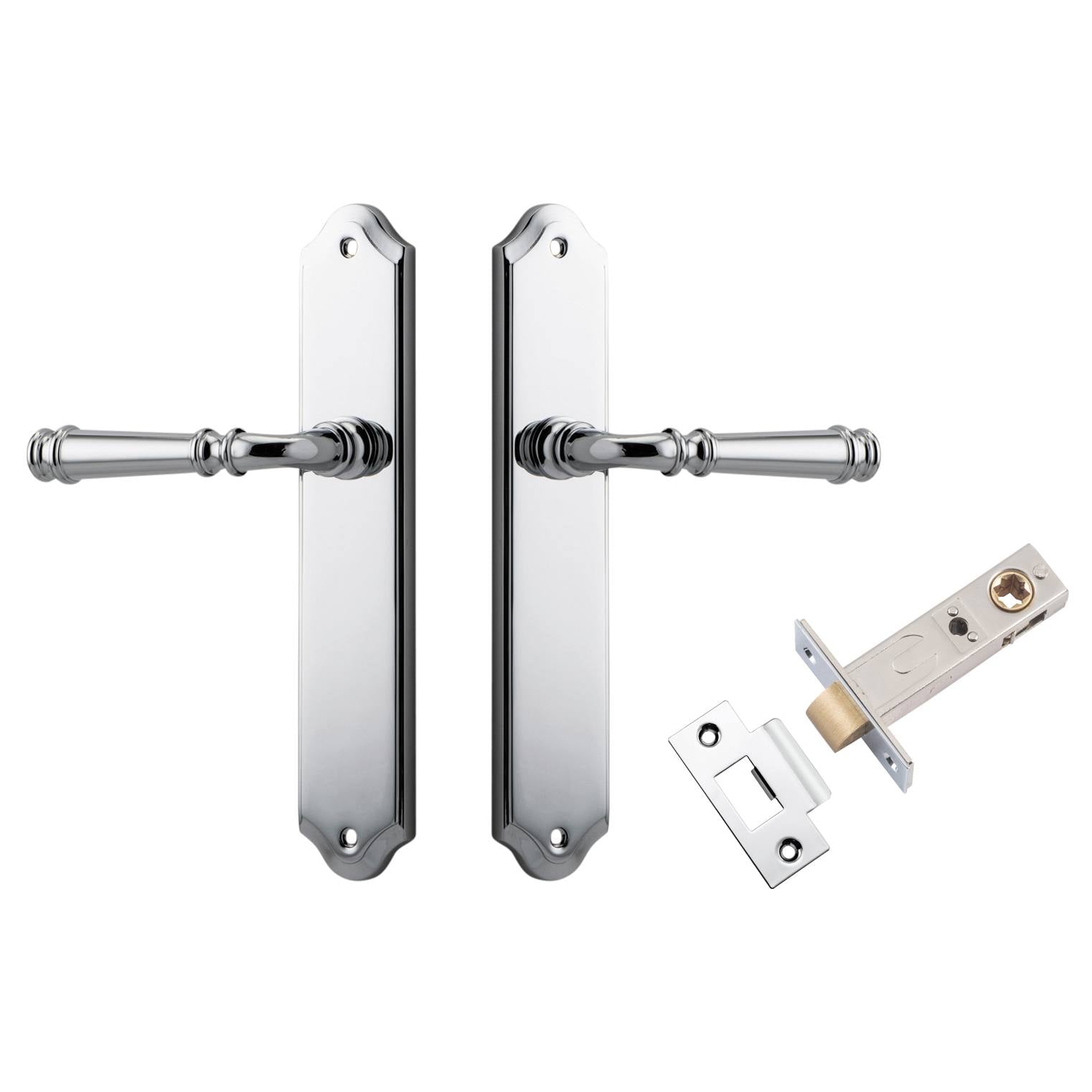 Verona Lever Shouldered Backplate Passage Kit Polished Chrome