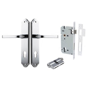 Annecy Lever Shouldered Backplate Entrance Kit w High Security Lock Polished Chrome