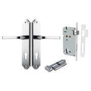 Annecy Lever Shouldered Backplate Entrance Kit w High Security Lock Polished Chrome