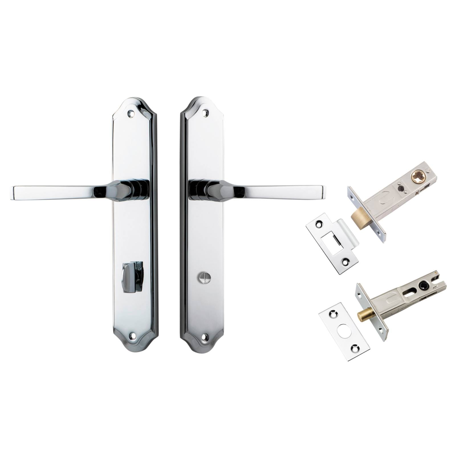 Annecy Lever Shouldered Backplate Privacy Kit w Privacy Turn Polished Chrome