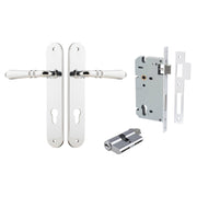 Sarlat Lever Oval Backplate Entrance Kit w High Security Lock Polished Chrome
