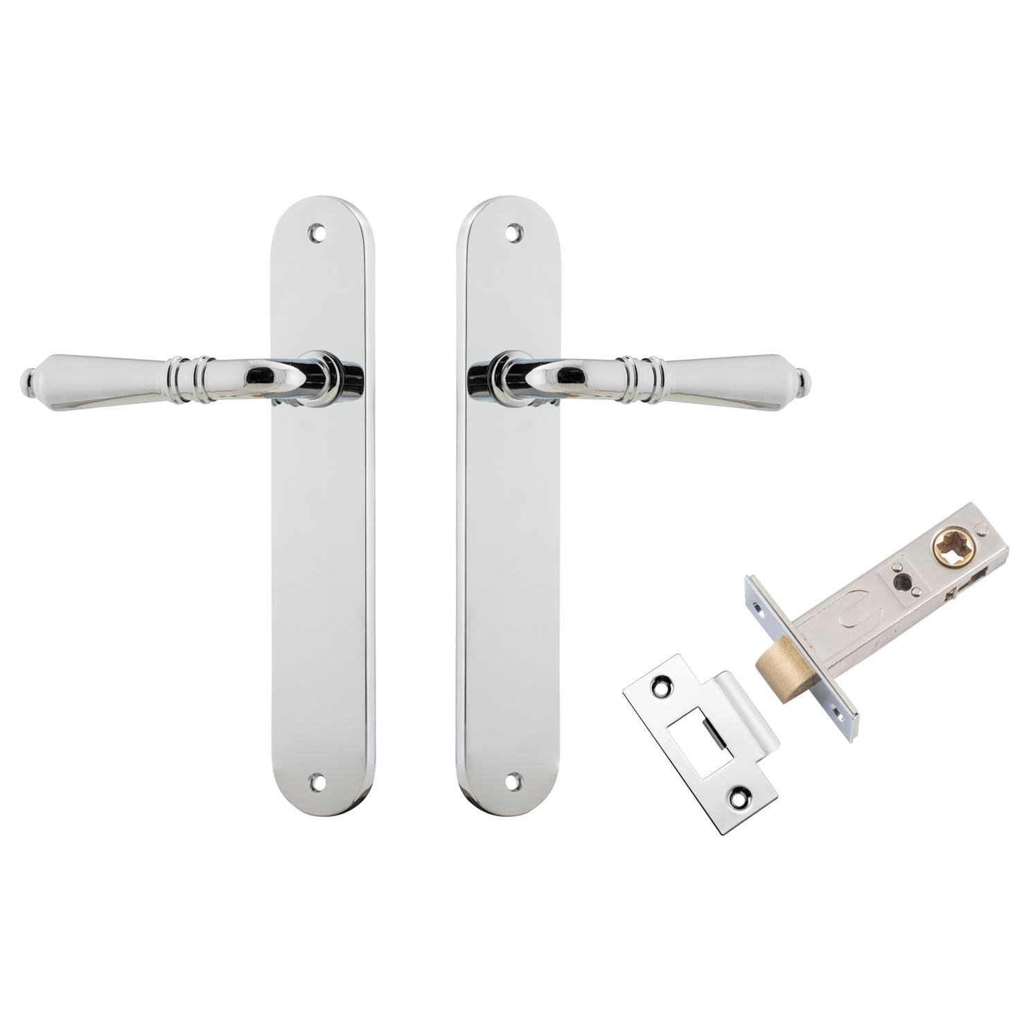 Sarlat Lever Oval Backplate Passage Kit Polished Chrome