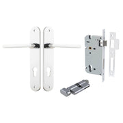 Baltimore Lever Oval Backplate Entrance Kit w High Security Lock Polished Chrome